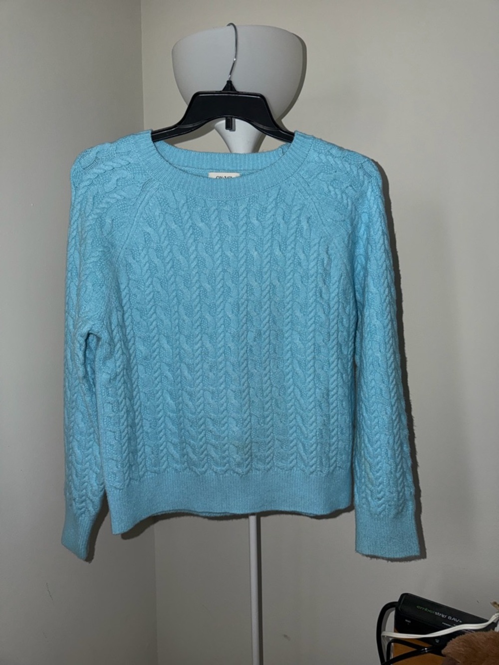 Sky Blue Cable Knit Crewneck Sweater